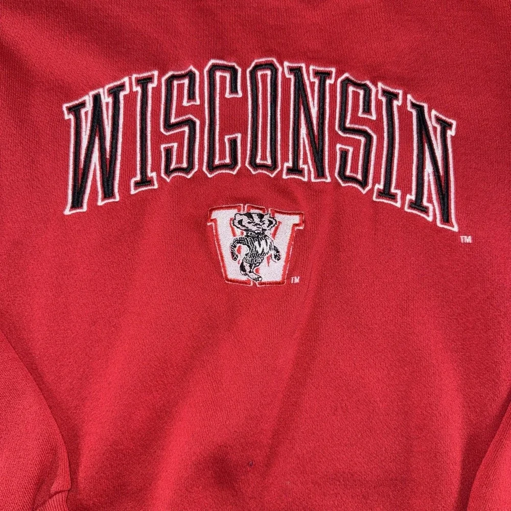 Vintage Wisconsin Badgers Sweatshirt Mens XL Red NCAA Football Logo 7 90s